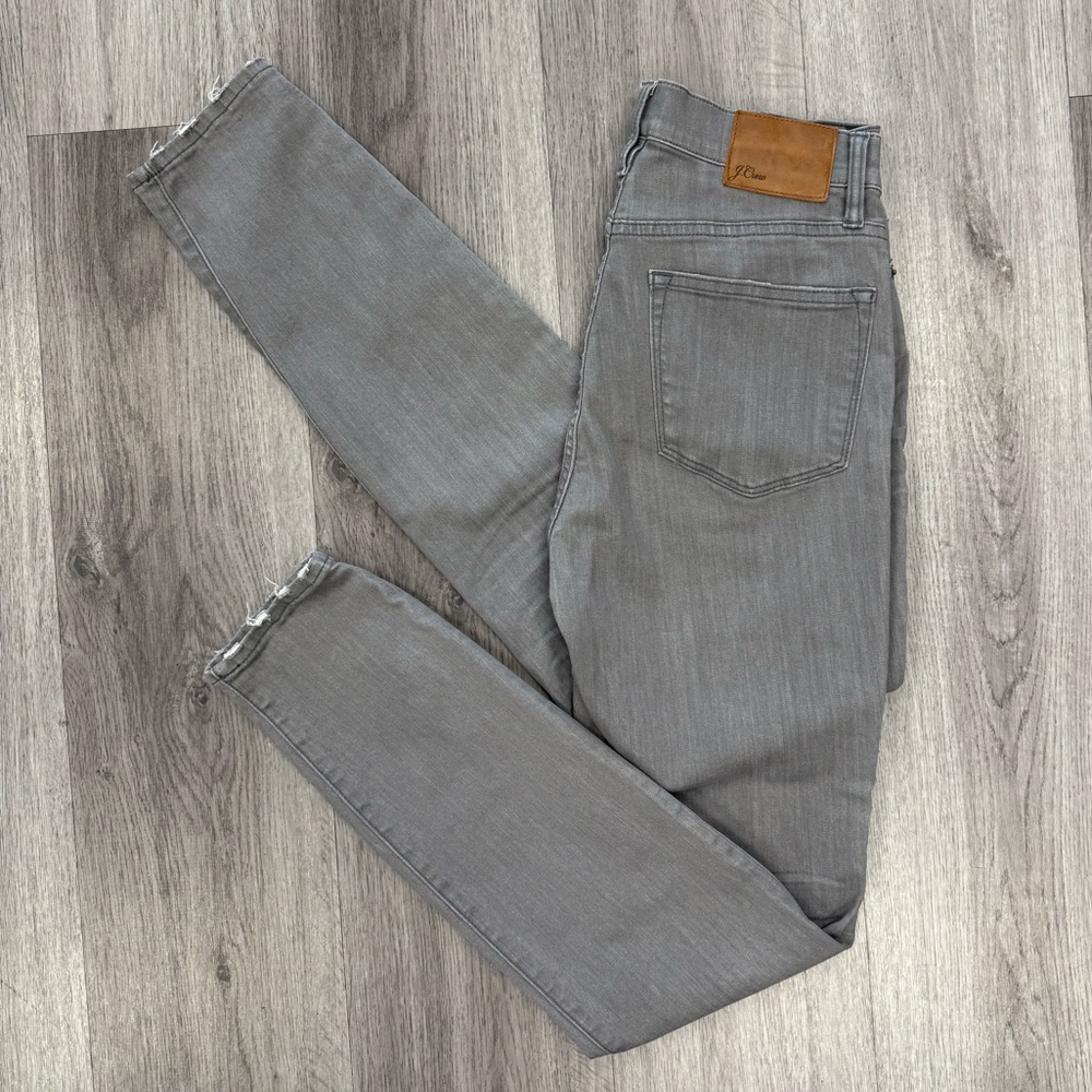 J. Crew Women’s lookout high rise skinny Jeans in Gray with Leather Patch